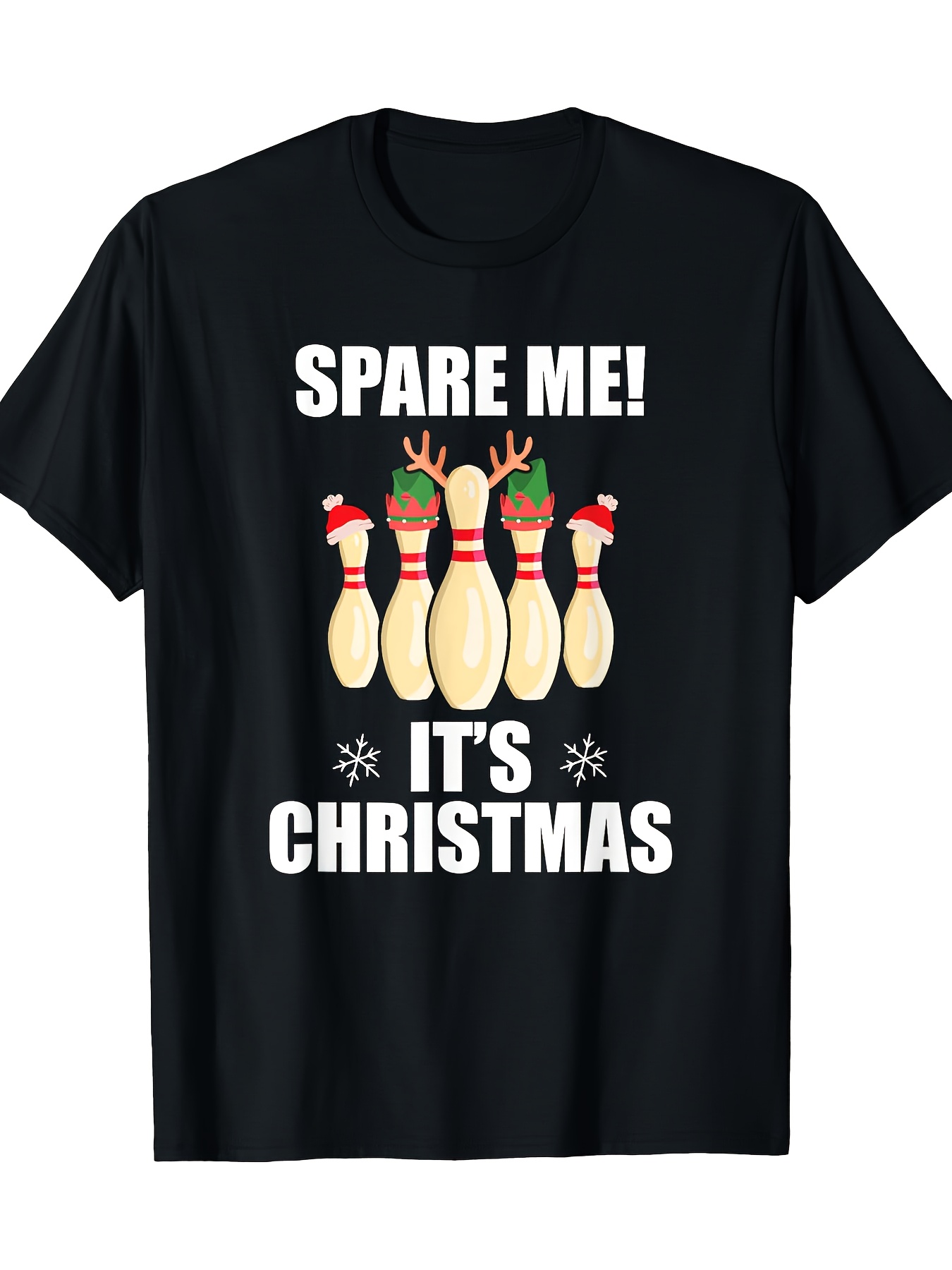 Short Sleeve Bowling Shirt Retro - Camiseta masculina preta de Natal para