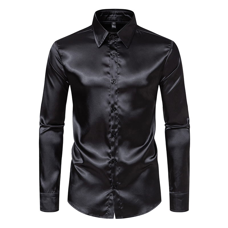 Mens Satin Silk Dress Shirt - Camisas de vestido de luxo de