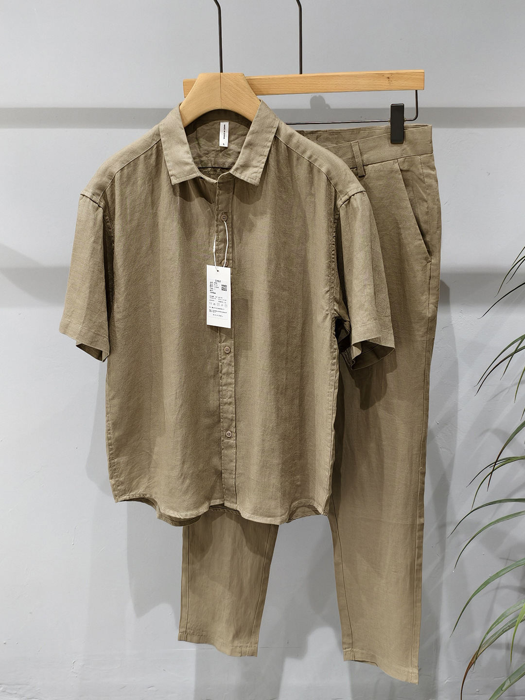 Mens Linen Shirt Long Sleeve - Conjunto Casual de Linho Puro de
