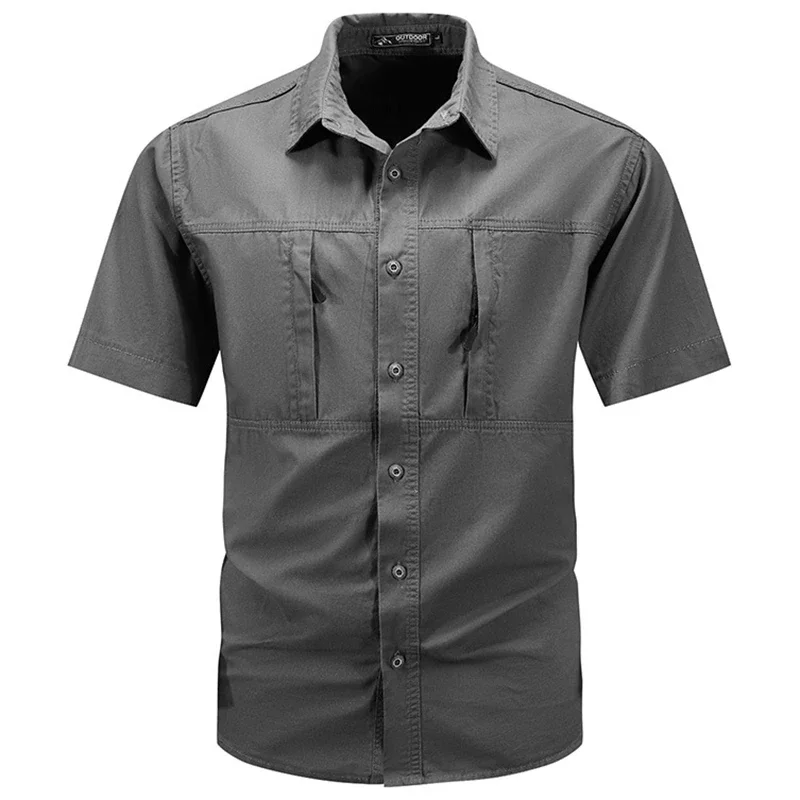 Tactical Military Shirt Cargo - Camisa tática masculina de manga curta