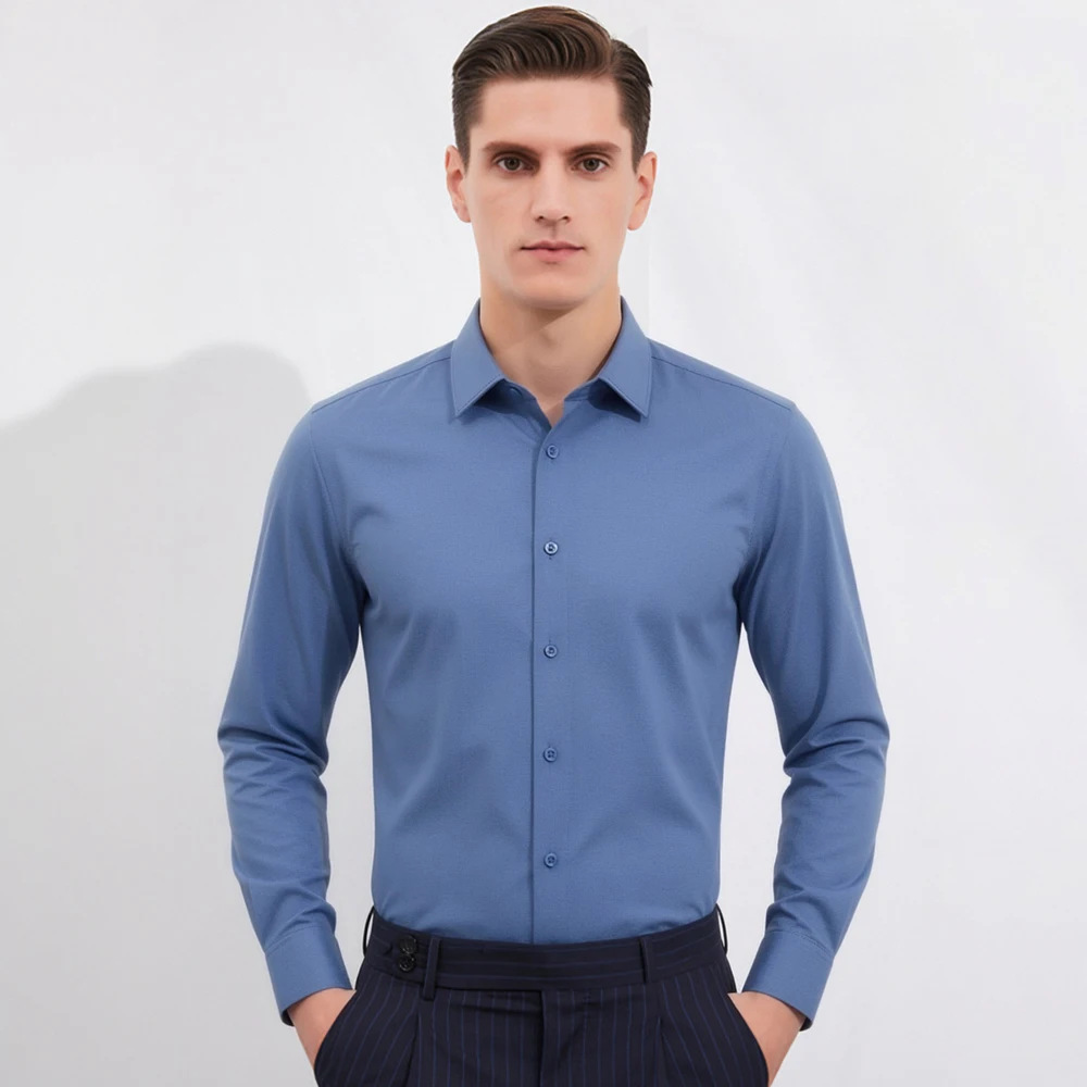 Breathable Bamboo Fiber Shirt Non Iron - Camisa Masculina Casual de Manga Longa