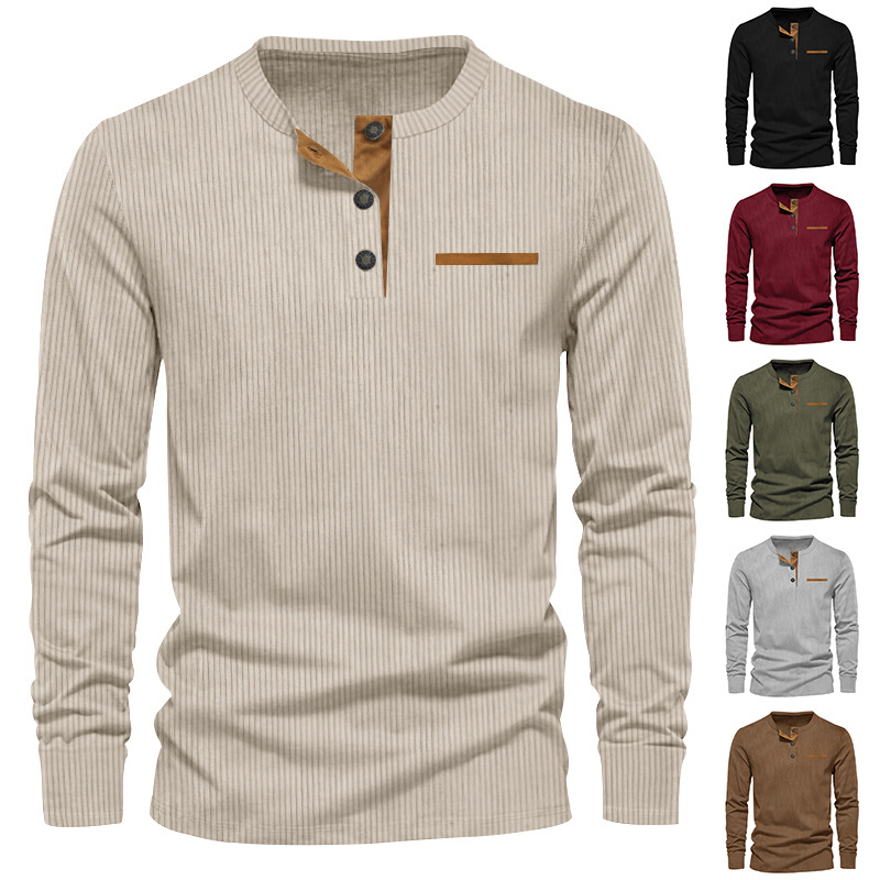 Nova camiseta masculina de man - Corduroy Button Up Shirt Men avaliação e preço