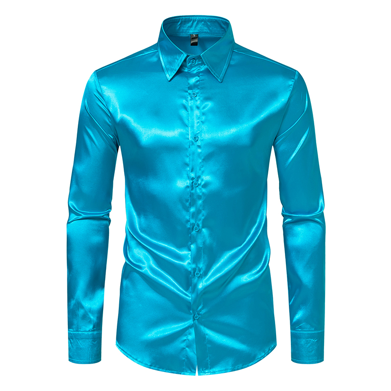 Camisas de vestido de luxo de  - Mens Satin Silk Dress Shirt avaliação e preço