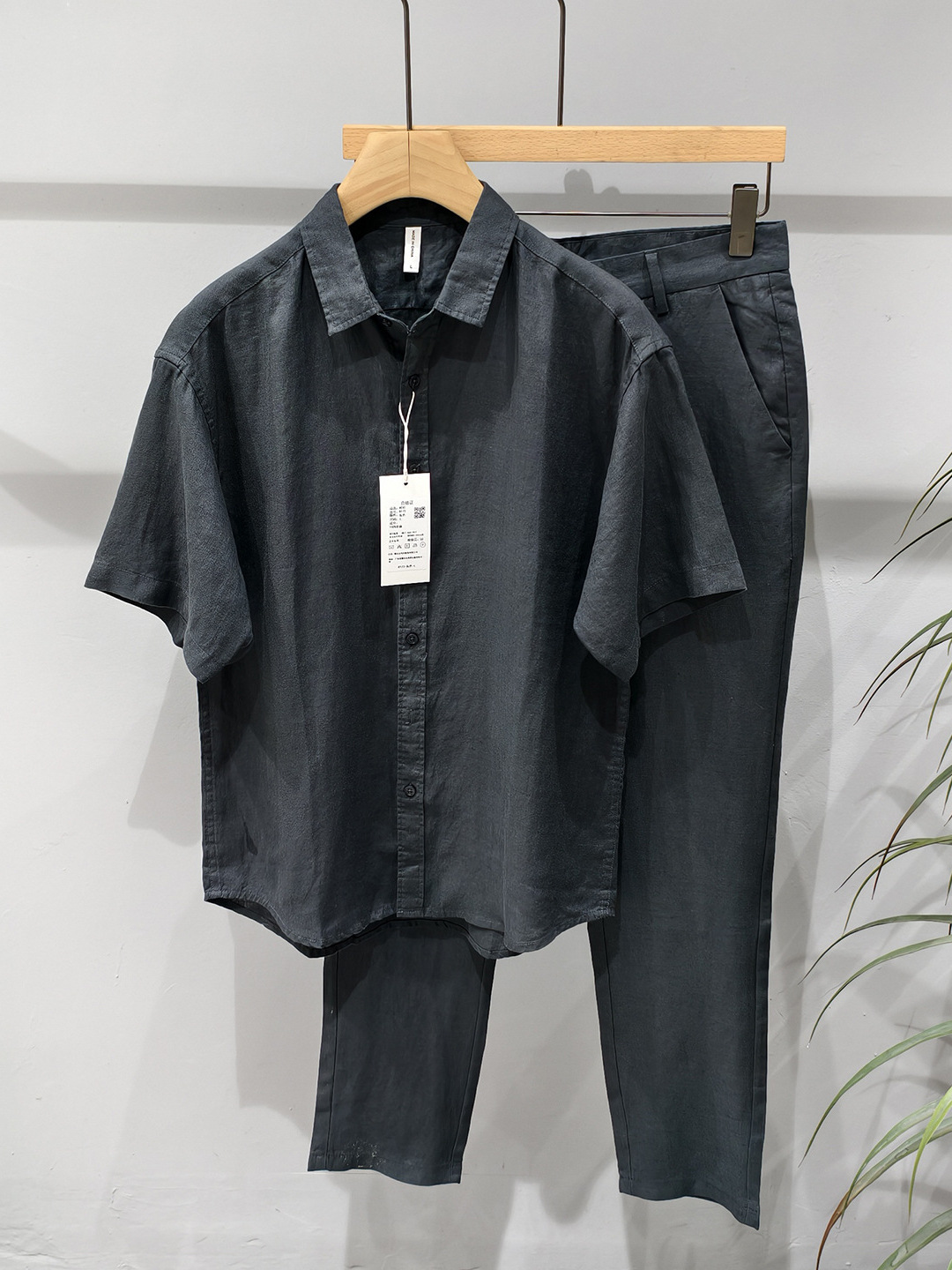 Conjunto Casual de Linho Puro  - Mens Linen Shirt Long Sleeve avaliação e preço