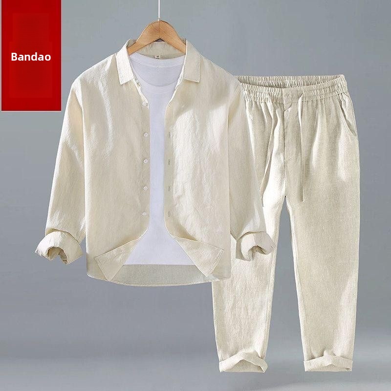 Conjunto de Camisa e Calça de  - Mens Linen Shirt Long Sleeve avaliação e preço