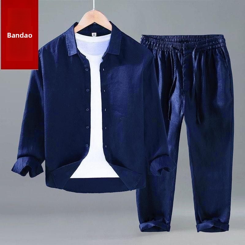 Conjunto de Camisa e Calça de  - Mens Linen Shirt Long Sleeve avaliação e preço