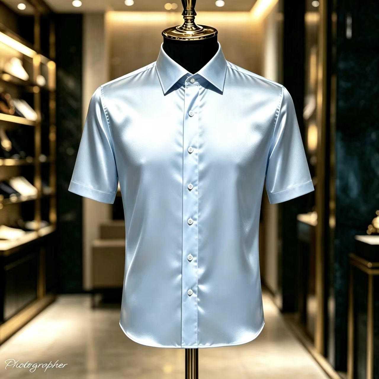Camisa Social Masculina de Cet - Mens Satin Silk Dress Shirt avaliação e preço