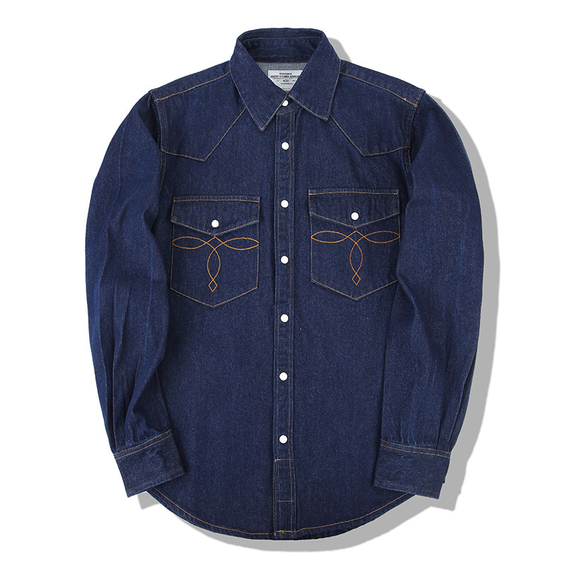 Camisas jeans vintage de lavag - Mens Western Denim Pearl Snap Shirt avaliação e preço