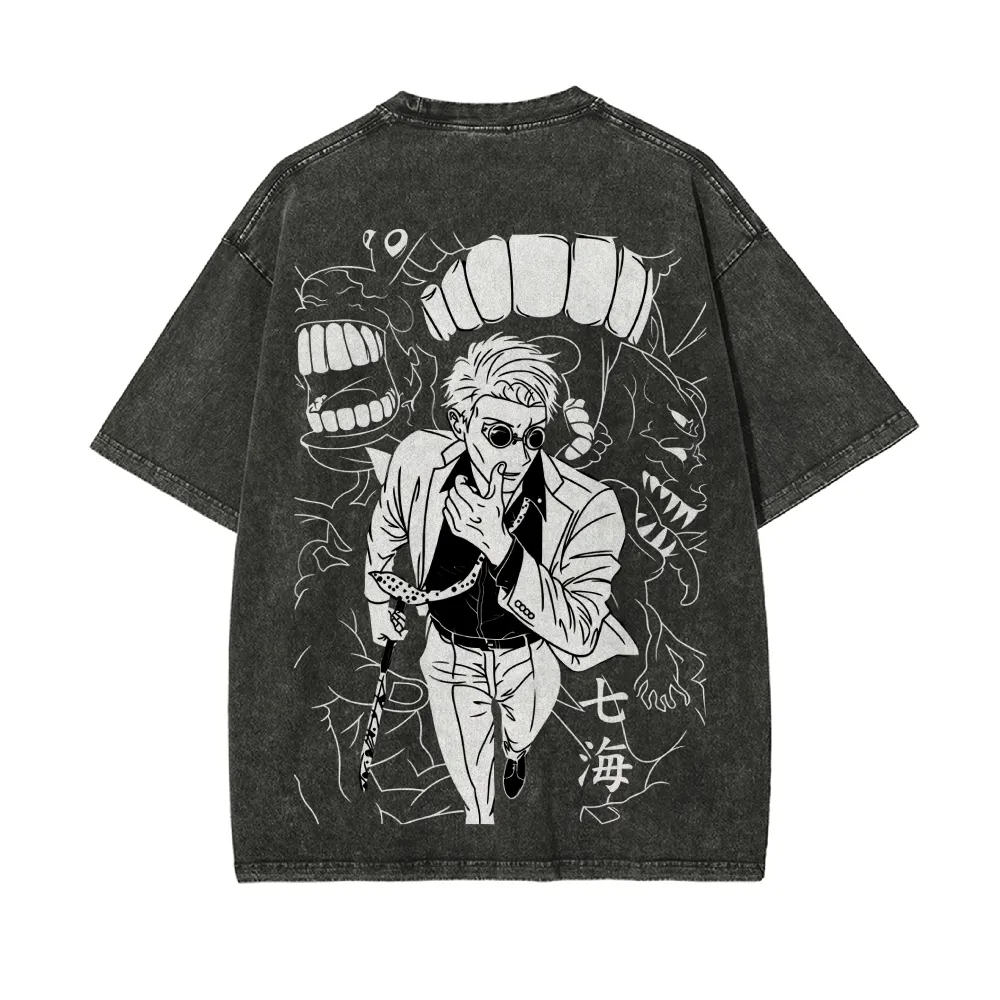 Camiseta Kento Nanami Jujutsu  - Acid Wash Vintage Graphic T Shirt avaliação e preço