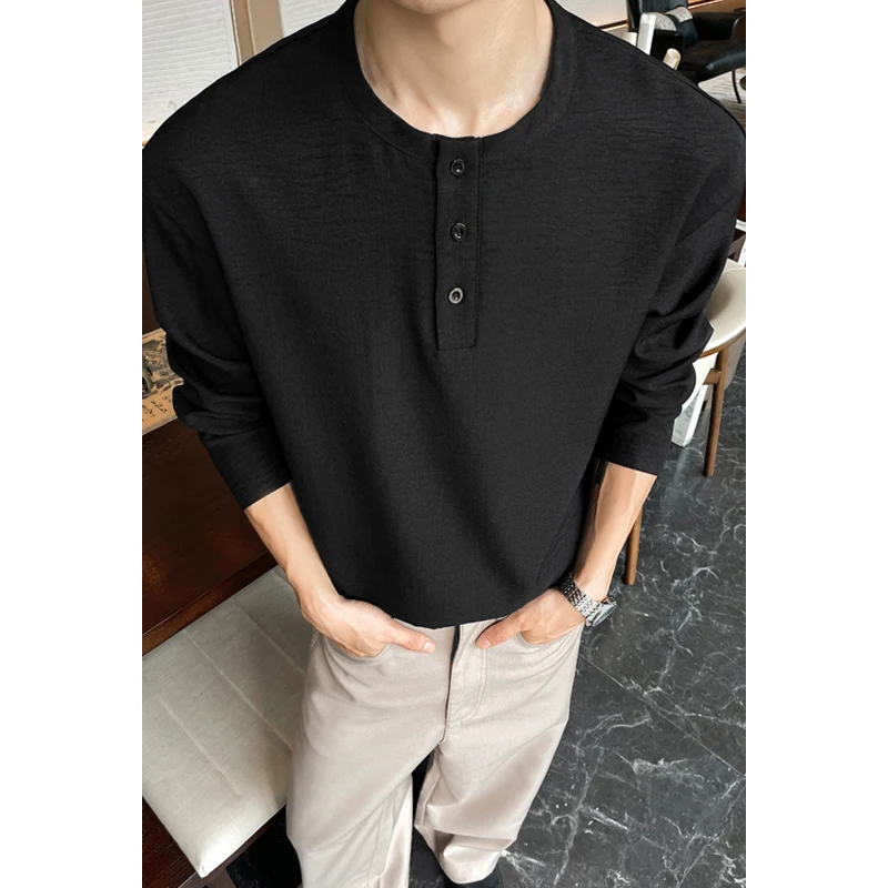 Camisa Masculina Casual de Lin - Mens Linen Shirt Long Sleeve avaliação e preço