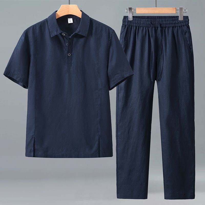 Conjunto de Camiseta de Manga  - Mens Linen Shirt Long Sleeve avaliação e preço