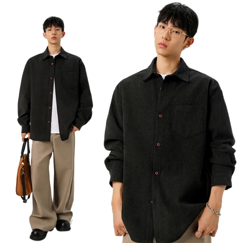 Camisa masculina de veludo cot - Corduroy Button Up Shirt Men avaliação e preço