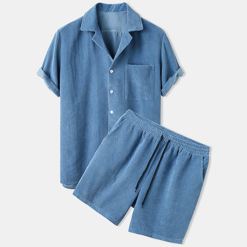 2025 novo conjunto de camisa e - Corduroy Button Up Shirt Men avaliação e preço