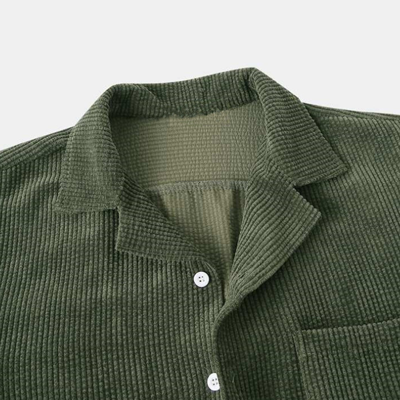 2025 novo conjunto de camisa e - Corduroy Button Up Shirt Men avaliação e preço