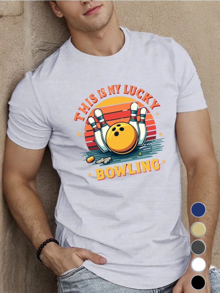 Camiseta Masculina Azul Royal  - Short Sleeve Bowling Shirt Retro avaliação e preço