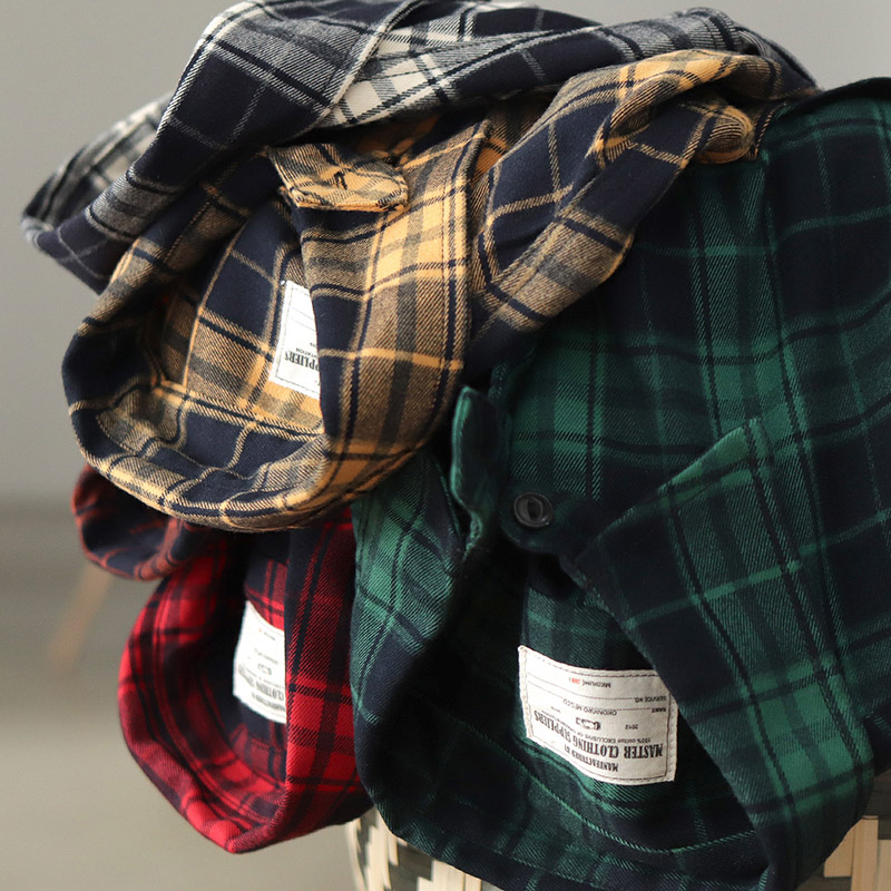 Outono novo japonês retro 300g - Flannel Plaid Shirt Heavy Weight avaliação e preço