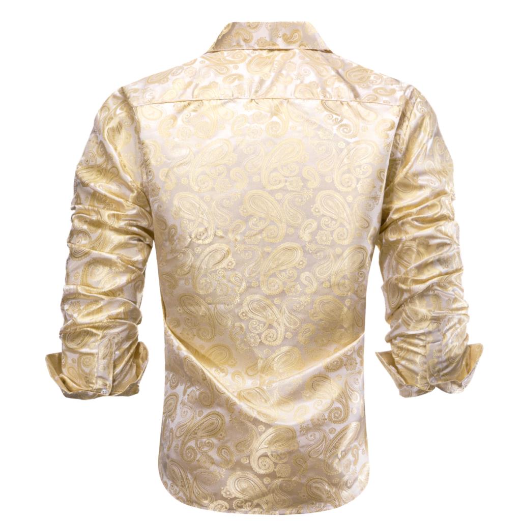 Camisa de seda de manga compri - Mens Satin Silk Dress Shirt avaliação e preço