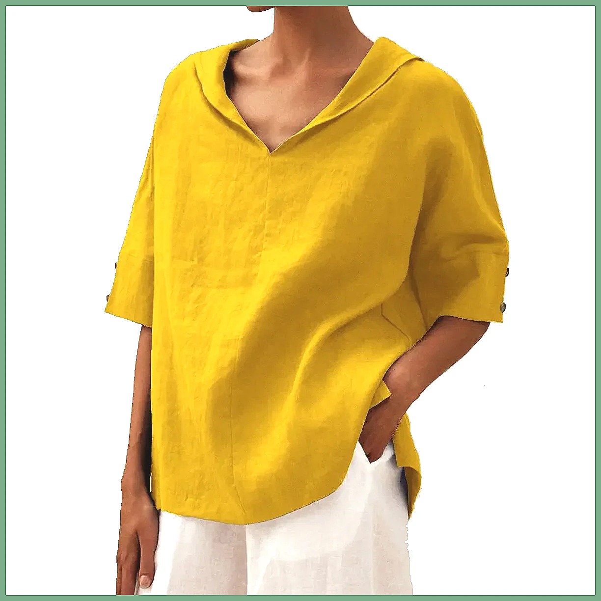 Camisa Feminina Solta de Algod - Shirts avaliação e preço