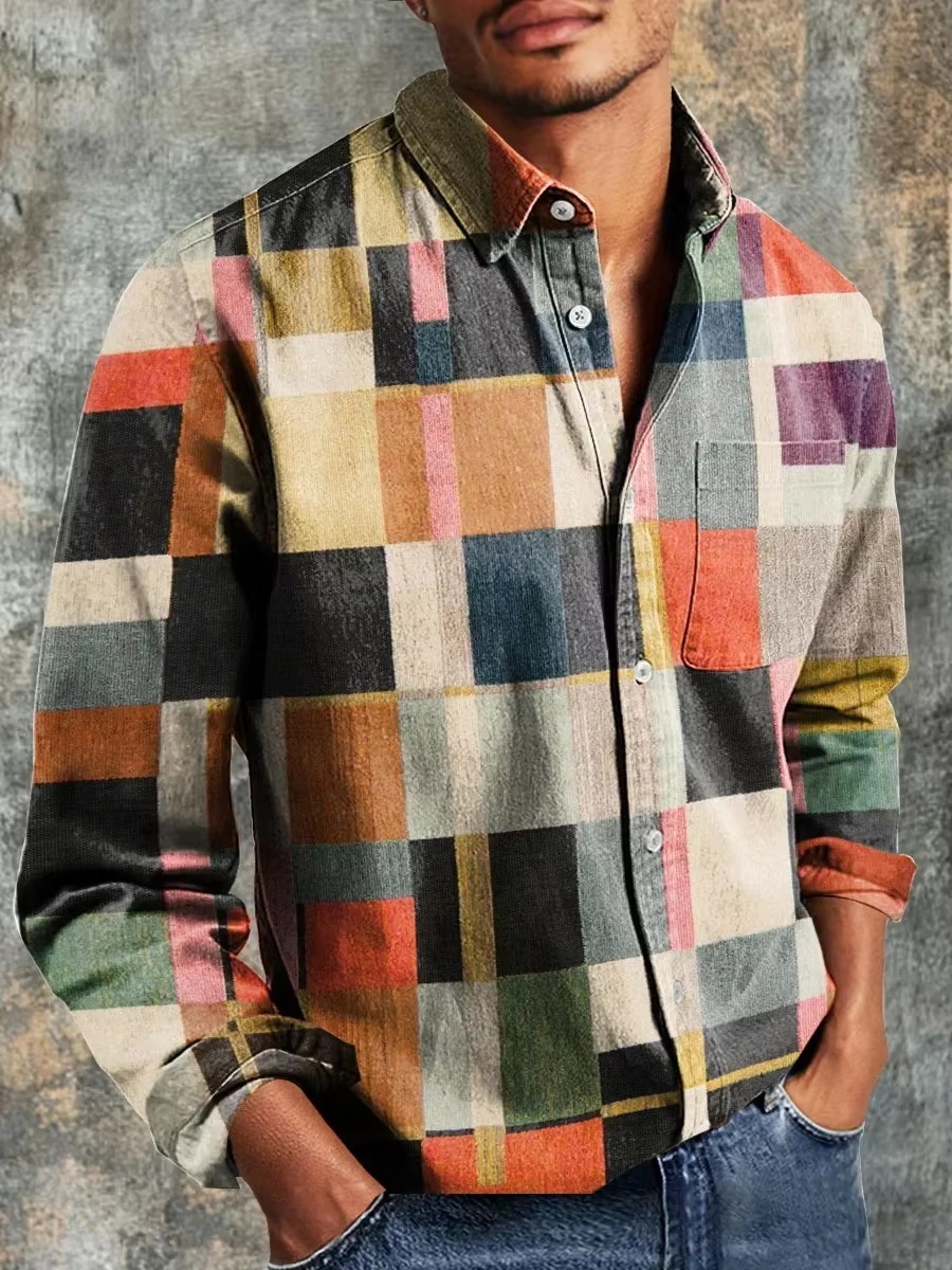 Camisa Casual Masculina de Lin - Mens Linen Shirt Long Sleeve avaliação e preço
